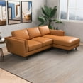 thumbnail image 4 of Austin Modern Tufted Living Room Top Leather Corner Sectional Sofa in Tan, 4 of 6