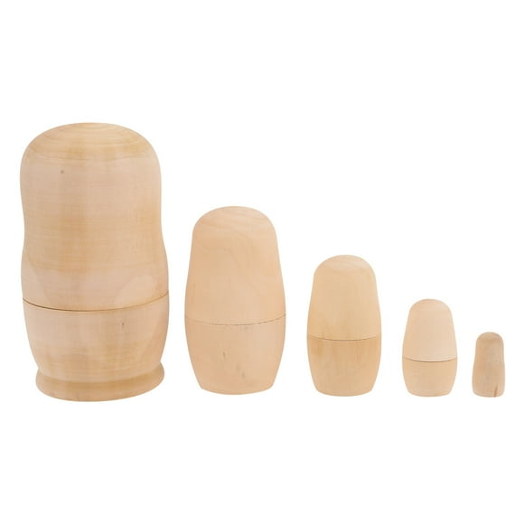1 juego de muñecas rusas de anidación en blanco, sin pintar, apilables, de madera, para hacer tú mismo.