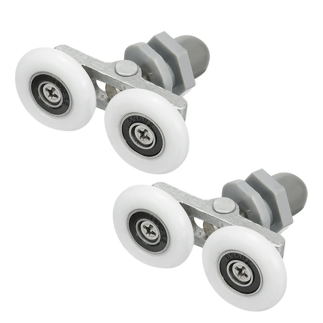 Unique Bargains Rouleaux de Porte de Douche, Rouleau Double de Douche avec Diamètre de 27 mm, Pièces de Rechange pour Rouleau de Porte en Verre, Lot de 2