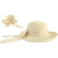 thumbnail image 2 of Women Sun Hats Fashionable Summer Wide Brim Cap Beach Straw Hat UV UPF50 Travel Packable Cotton Hat, 2 of 5