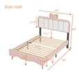 thumbnail image 3 of Pink Twin Bed Frame for Teen, Cartoon Rabbit-Shaped Twin Size Bed with Headboard for Girls, Cute Upholstered Twin Frame, Upholstered Twin Size Platform Bed Frame, Modern Bedroom Furniture, 3 of 8