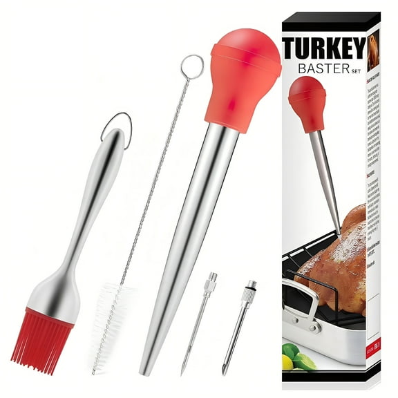Ekuci 304 Stainless Steel Turkey Baster Kit , Red