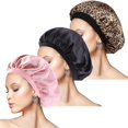 thumbnail image 1 of 3 piezas de gorro de satén para dormir, gorro de seda para dormir, gorro de satén de banda ancha, gorro de seda para dormir por la noche, 1 of 5