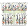 thumbnail image 1 of Butterfly Floral Kitchen Curtains Tiers and Valances Set, Rod Pocket Valance Short Window Treatment Decor Curtains, 3 Pieces Set Window Decorations, Easy to Install, 1 of 5