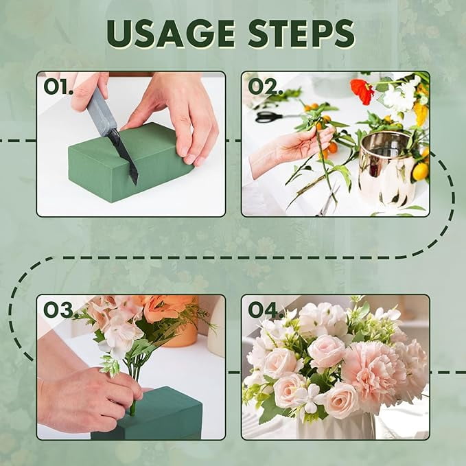 30 PCS Floral Foam Blocks, 5.5"L x 3.1"W x 1.7"H Green Dry & Wet Flower Foam for Fresh and Artificial Flowers, Plant Foam for Wedding, Birthdays, Pary, Home Decorations