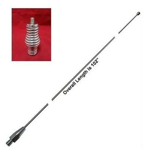 HUSTLER 102 INCH WHIP CB Antenna STAINLESS STEEL, w/ Heavy Duty Barrel Spring