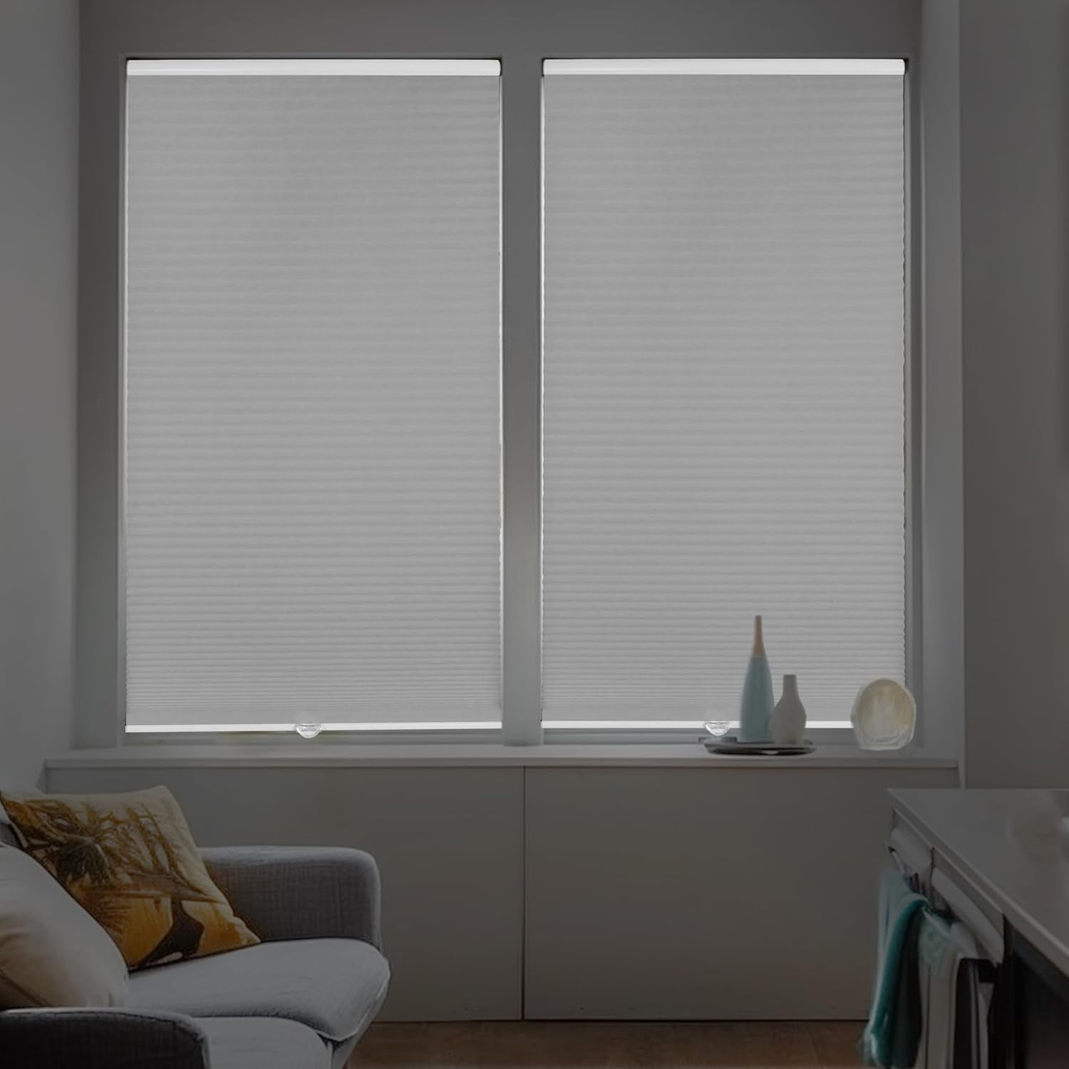 Chicology Silver Cordless Light Filtering Cellular Shades 36.25 in. W x 48 in. L