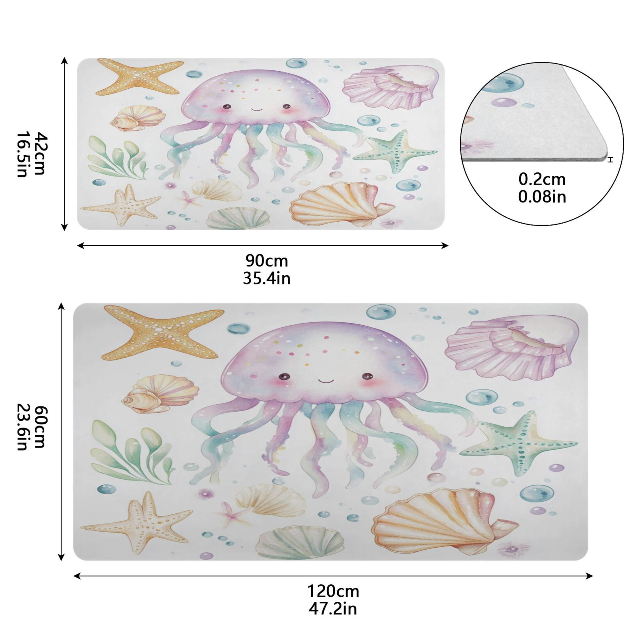 Wobogo Jellyfish Shell Figure Gaming Mouse Pad Non-slip Leather Desk Mat Water Resist Keyboard Pad for Gamer Office 23.6×47.2in
