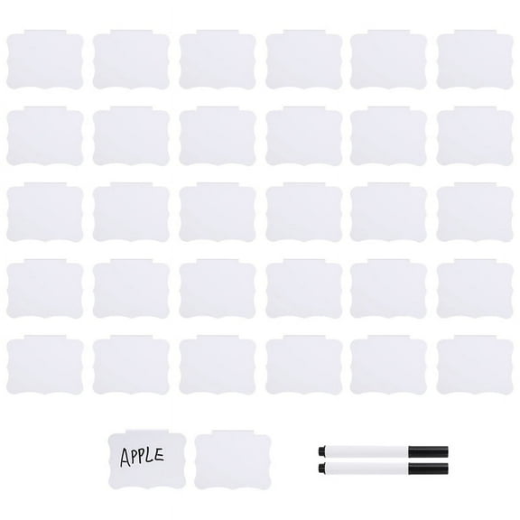 32 Pieces Basket Labels Clips and Pens Set, Includes Kitchen Clip Label Holder 2 Chalk (White)