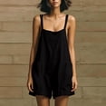 thumbnail image 5 of Lcziwo Cotton Rompers for Women Spaghetti Strap Wide Leg Loose Short Overalls Summer Vacation Casual Trendy Jumpsuits with Pockets 2026 Black,XXXL, 5 of 8