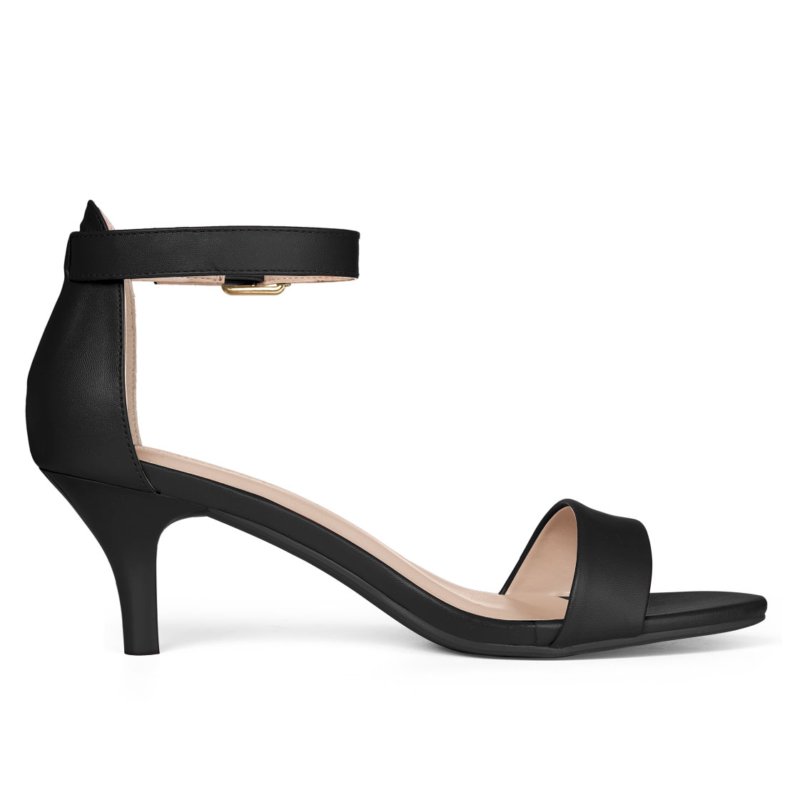 DARING DIVA Stylish Women's Ankle Strap Black Kitten Heel Sandals 7 Black