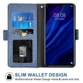 thumbnail image 2 of Huawei P30 Wallet Case Huawei P30 Cover Premium PU Leather Folio Flip Notebook Cover Vogue Business with Credit Slots Wallet Case for Huawei P30 - Blue, 2 of 5