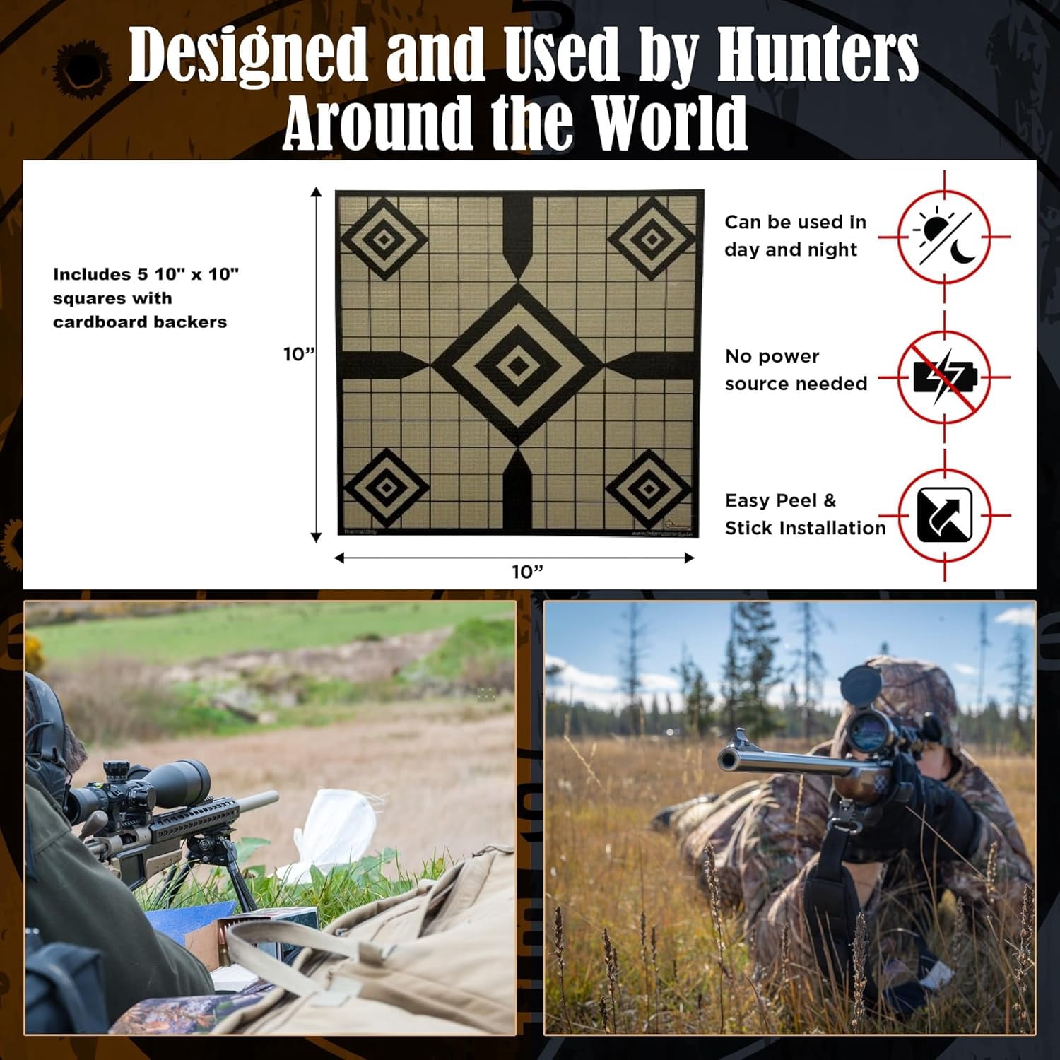 5-Diamond Colored Passive Thermal Targets, 5 Pack, Zeroing Thermal Targets with Diamond Bullseye