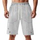thumbnail image 2 of Hombres Carga Pantalones Cortos con Bolsillos, Color Sólido Casual Gran Bolsillo Botón Cordón Elástico-Cintura Mitad de Carga, 2 of 7