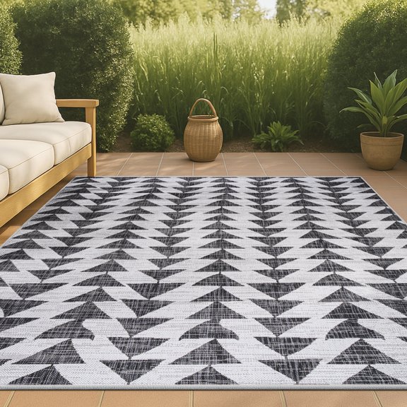 JONATHAN Y SANTA MONICA 8 x 10 Area Rug, Andratx Tribal Geometric - Ivory/Black, SMB126D-8