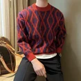thumbnail image 5 of Suéter de punto para hombre, ropa popular coreana para otoño e invierno, jersey de cuello redondo y redondo, estilo vintage, 5 of 5