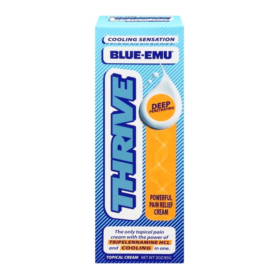 Blue-Emu Thrive + Cooling Sensation Pain Relief Cream, Odor, Camphor & Menthol Free, 0.5% Tripelennamine HCl, 3 oz