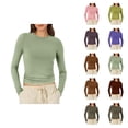 thumbnail image 1 of Chemises à Manches Longues pour Femmes 2026 Printemps Tendance Y2k T-Shirt Court Col Rond Ajusté, 1 of 2