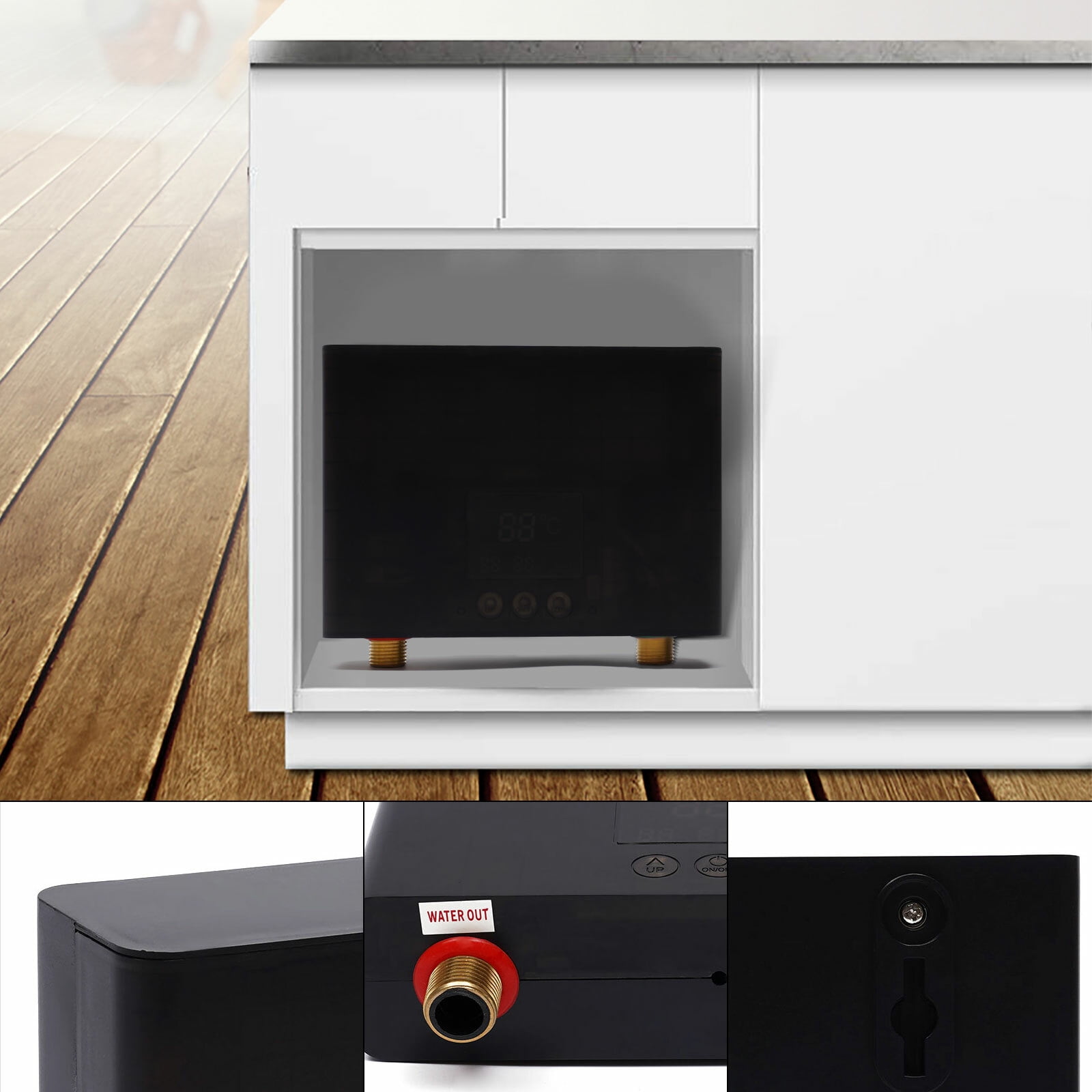 110V 3KW Instant Electric Tankless Home Hot Water Heater Whole House LCD Display
