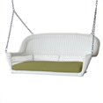 thumbnail image 1 of Pemberly Row Balançoire en Osier pour Porche en Blanc avec Coussin Vert, 1 of 1