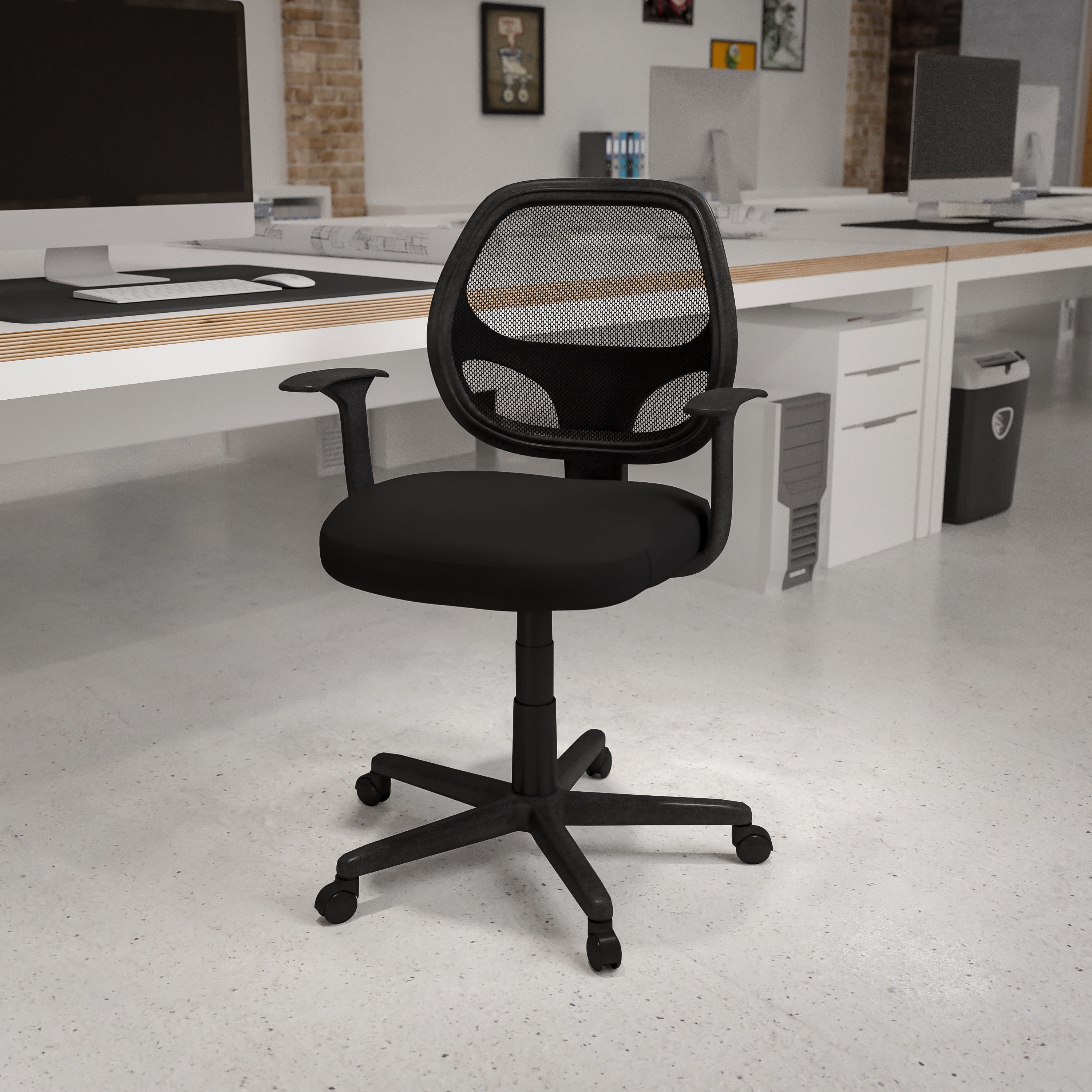 Office Essentials Mesh Office Chair no Arms Computer for Swivel Chair for Desk 