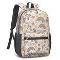thumbnail image 2 of Unicorn and Star Beige Pattern 17" Waterproof Oxford School Backpacks for Teens, S-Shape Padded Straps, for School, Travel, Hiking, Camping, 2 of 5