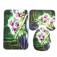 thumbnail image 3 of 71x71'' Green Bamboo Pebble Orchid Shower Curtain or Toilet Rug Mat Pedestal Rug Lid + Toilet Cover + Non-slip Bath Mat for Home Kitchen Decor, 3 of 6