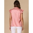 thumbnail image 3 of DARING DIVA Women's Ruffled Cap Sleeve Work Polka Dots Blouses XS Pink, 3 of 6