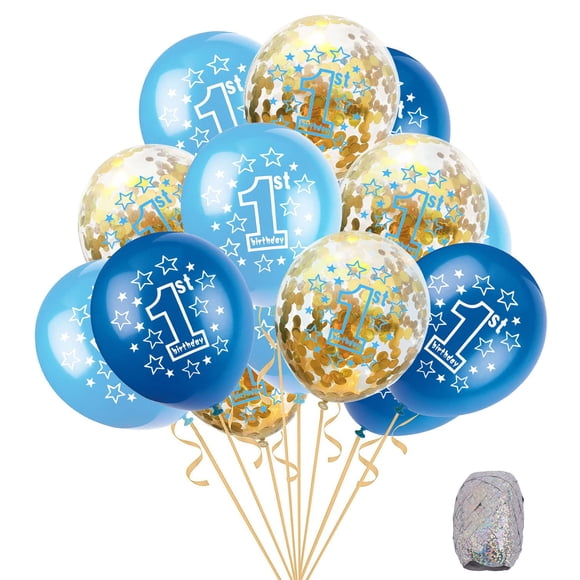 Paquete de 15 globos SHUNTAI para fiesta de cumpleaños, color azul y dorado