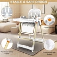 thumbnail image 6 of Convertible Baby High Chair to Rocker, Foldable Feeding Seat with 5-Point Harness, Silent Locking Wheels & Removable Tray for 6 Months-3 Years, White, 6 of 8