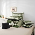 thumbnail image 4 of Fox Animal Comforter Set King Size,Rustic Cabin Lodge Bed in a Bag Teens,Green Gray Classic Bed Set,Geometric Patchwork Reversible Bed Sets with Sheet Set,Warm, 4 of 5