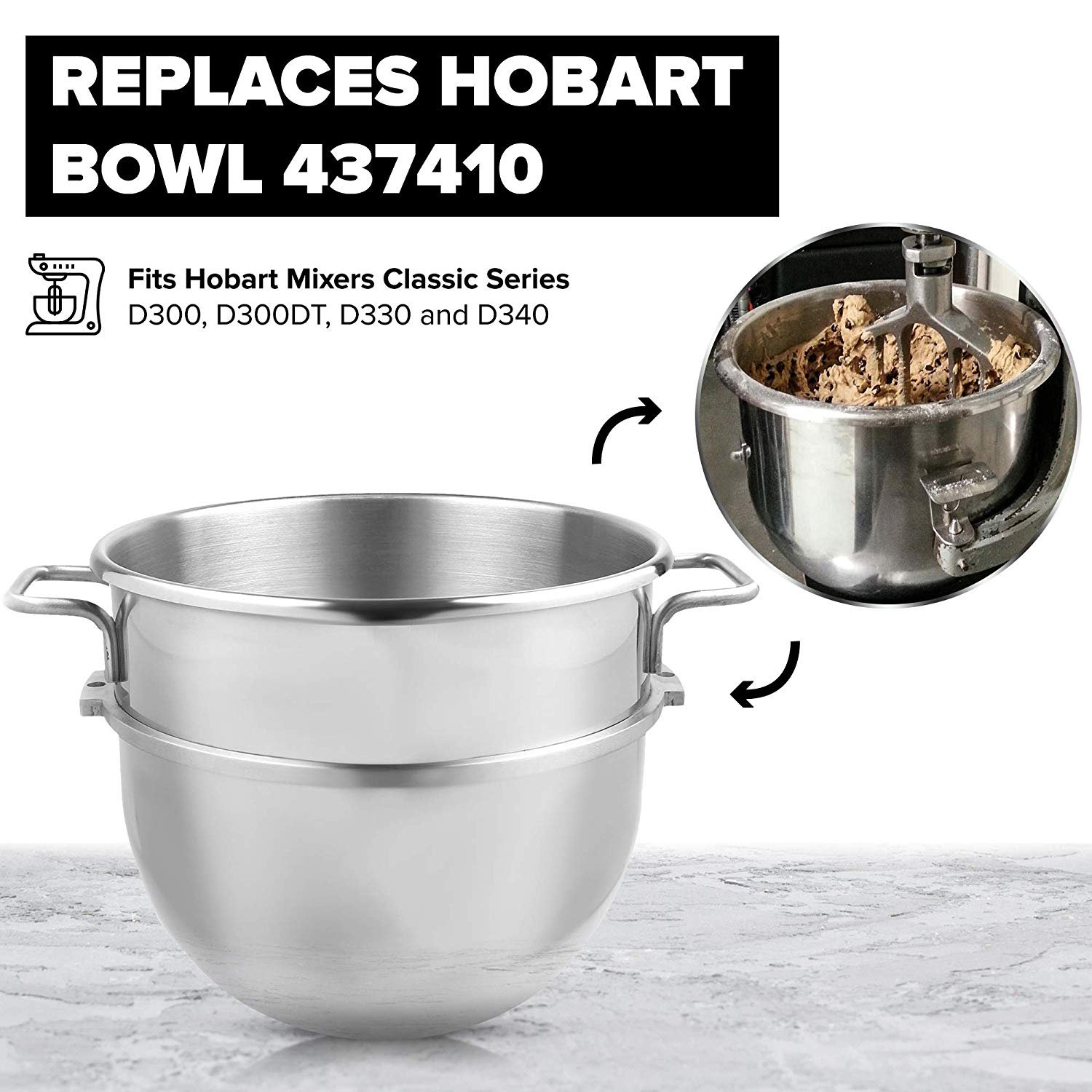 Hobart - 10VBWL - 10 QT. Heavy Duty Stainless Steel Mixing Bowl