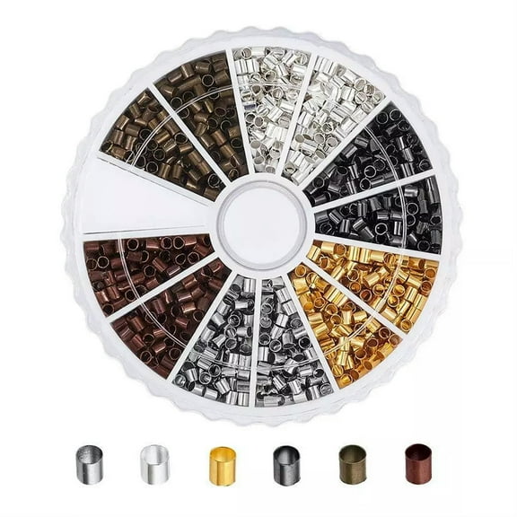 U8MO 1500pcs/Box Brass Crimp Tube Beads Spacer Cord Lined Cover Mini Clamp Tips 2x2mm