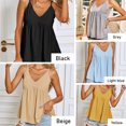 thumbnail image 3 of Mujeres camisola sin mangas con cuello en v volantes dobladillo peplum sólido suelto casual camiseta Abanopi Mujeres camisola, 3 of 7