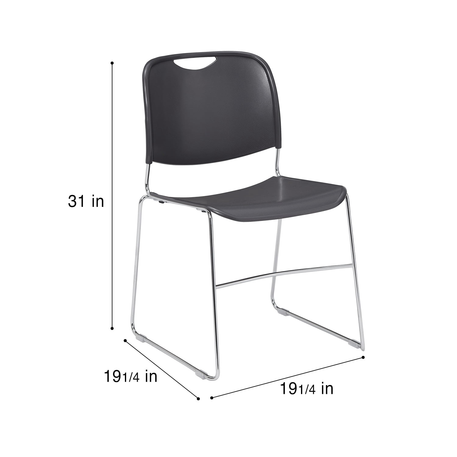 Hampden Furnishings Naomi Collection Premium Stack Chair, Gunmetal Grey, Pack of 2