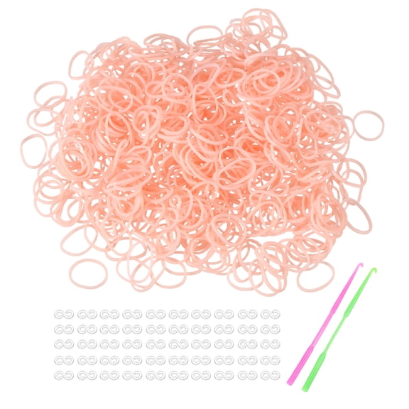 Uxcell 1200 Pcs Loom Rubber Bands Kit with 50 Pcs S-Clips 2-Hooks Rubber Bands Refill Bracelet Making Kits for Weaving DIY Handcrafts Gift, Beige