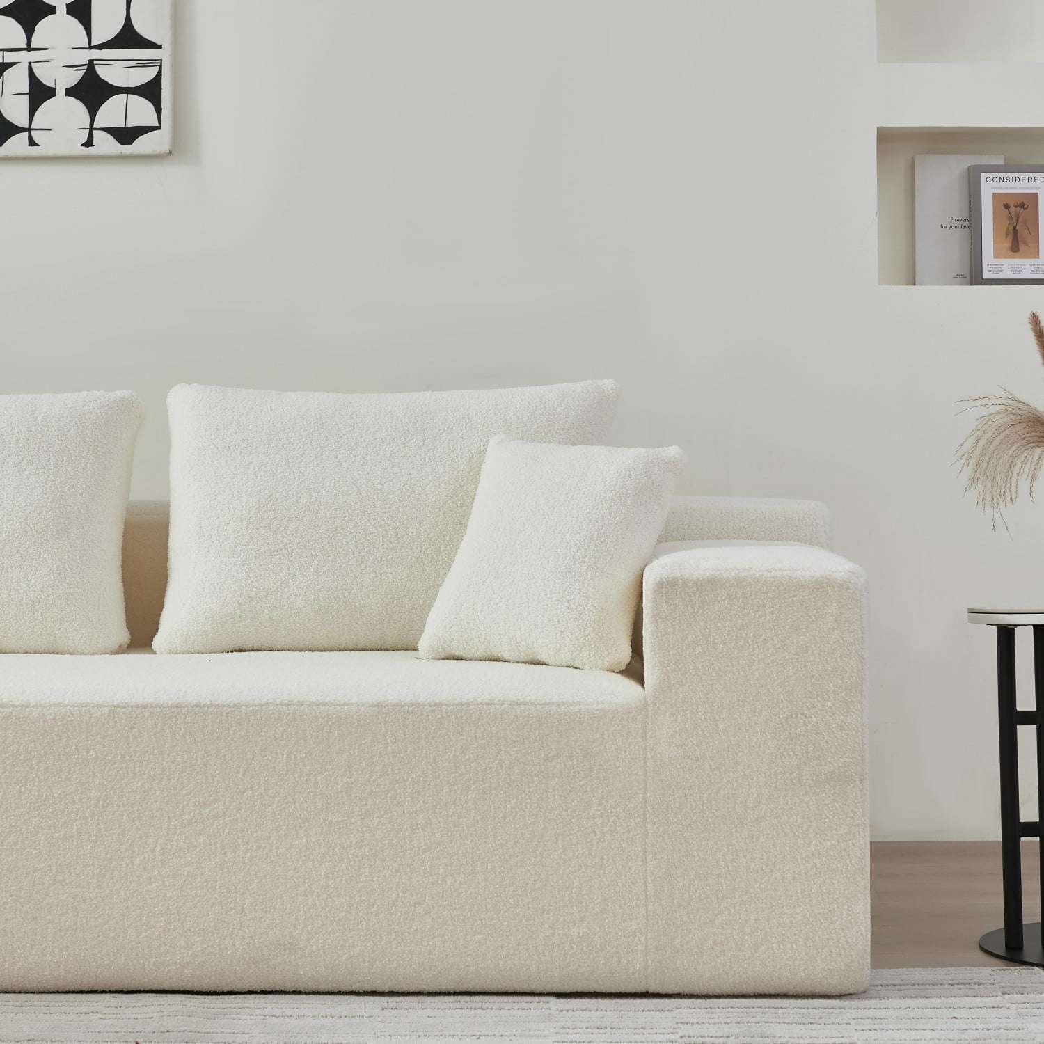 Gewnee Modern Lamb Modular High Density Sponge L Shaped Modern Sectional Sofa Couch with Chaise Lounge & Pillows, Upholstered Corner Cloud Couch for Living Room,