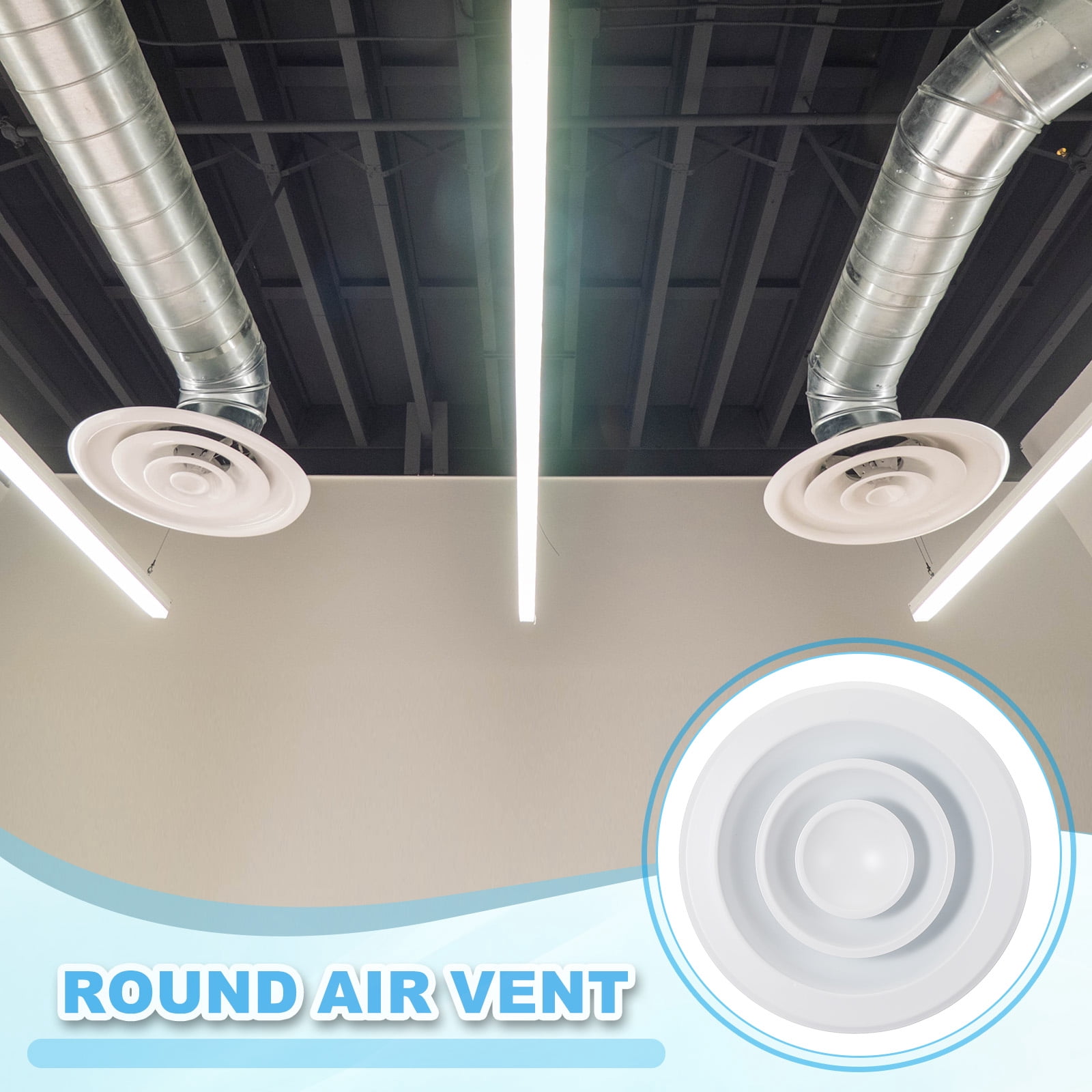 6" Round Air Vent, Aluminum Ceiling Diffuser Air Supply or Exhaust Ventilation HVAC Air Conditioning Duct Cover