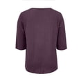thumbnail image 7 of ManxiVoo Womens Brushed Striped V Neck Tee Shirt Artistic Retro Inspired Three Quarter Sleeve Top XL Size Purple, 7 of 7