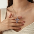 thumbnail image 2 of Jewmon 925 Sterling Silver Cross Necklace December Birthstone Cross Pendant Necklace for Women Mens Couples Birthday Christmas Anniversary Gifts, 2 of 8