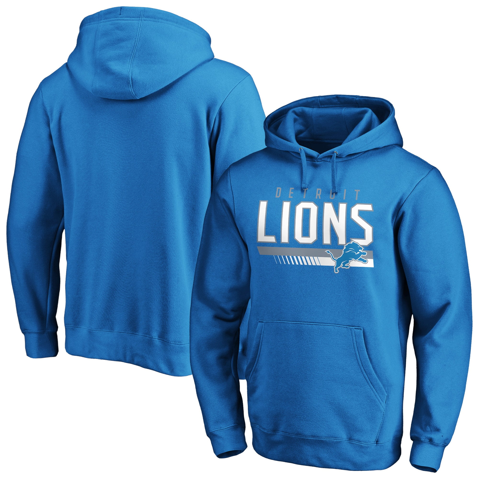 Men's Fanatics Branded Blue Detroit Lions Staggered Stripe Pullover Hoodie