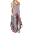 thumbnail image 4 of Sakkas Keola Women's Maxi Caftan Bathing Suit Cover Up Summer Dress Sleeveless - Grey - One Size Regular, 4 of 5