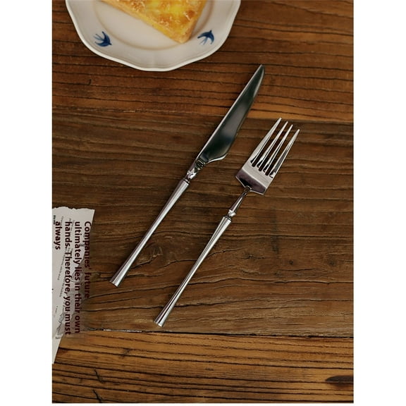 2-Piece Silverware Set ,Modern Stainless Steel Flatware Set,Unique Rustic Cutlery Utensils Set, for Home, Restaurant,Wedding