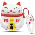 thumbnail image 1 of Funda para Airpods 3D JM Cute Cartoon Lucky Cat Blanco Funda de Silicona Suave, 1 of 5