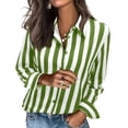 thumbnail image 2 of Womens Linen Tops Women's Striped Button-Up Blouses, Collared Long Sleeve Casual Shirt, Lightweight Loose Dress Tops Workwear, 2 of 6