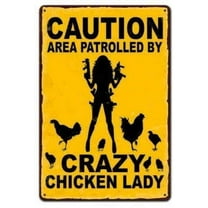 Forest Park Warning Sign Metal Tin Sign Caution Area patrolled by Crazy Chicken Lady Pub Home Vintage 8x12 inch