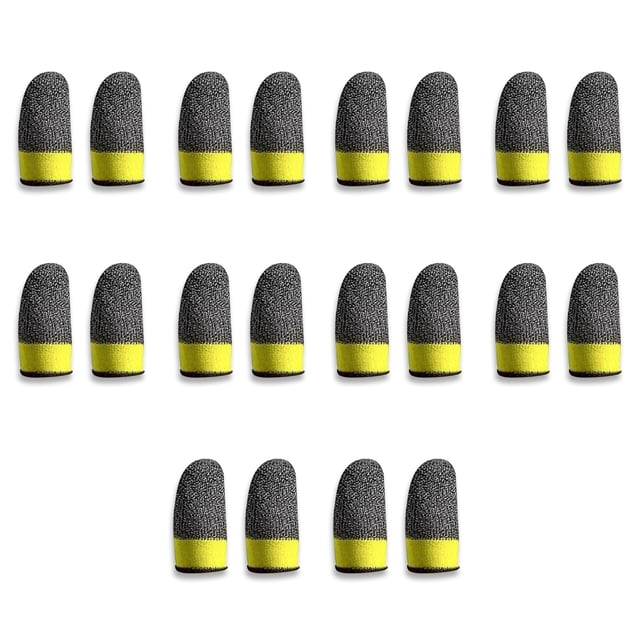 Mangas de la yema del juego móvil Cubiertas de juegos elásticos a prueba de sudor transpirable Guantes de jugador portátiles de tejido de 24 pines Amarillo negro 10 pares Inevent EL015119-01