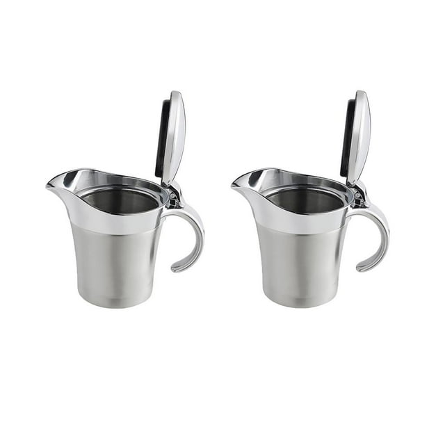 GUOOL 2x Pichet à Sauce/bateau en Acier Inoxydable Isolé à Double Paroi avec Couvercle à Charnière