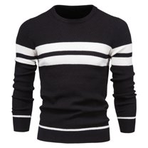 SWSMCLT Men's Long Sleeve Pullover Sweaters Crew Neck Warm Knit Knitwear Sweater Fall Light Lightweight Soft Casual Fitted Soft Winter Black Small
