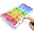 thumbnail image 1 of Organizador de pastillas de 7 días 2 veces al día, pastillero semanal de gran capacidad dos veces al día, pastillero con 14 divisores, soporte para medicamentos, 1 of 6